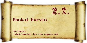 Maskal Korvin névjegykártya